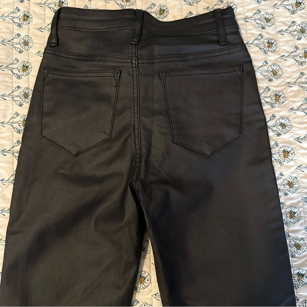 Edikted Black Leather High Waist Flare Pants - Picture 12 of 14
